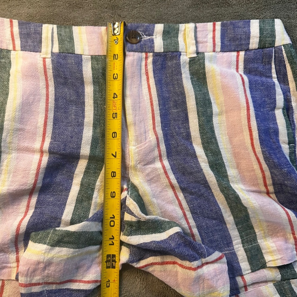 Old Navy Everyday Short Womens 10 Linen Blend Striped Multi Color Casual Summer - Picture 6 of 7